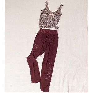 Embroidered Jogger pants and tank top outfit